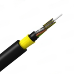 Fibra óptica ADSS Singlemode G657 A1, con un alcance de 100m y una resistencia de tracción de 1100N. Diseño con funda de PE y diámetro de 8.9mm, con 12 fibras."