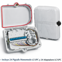 Caja de distribución de fibra óptica FTTH de 24 fibras con pigtails y adaptadores incluidos